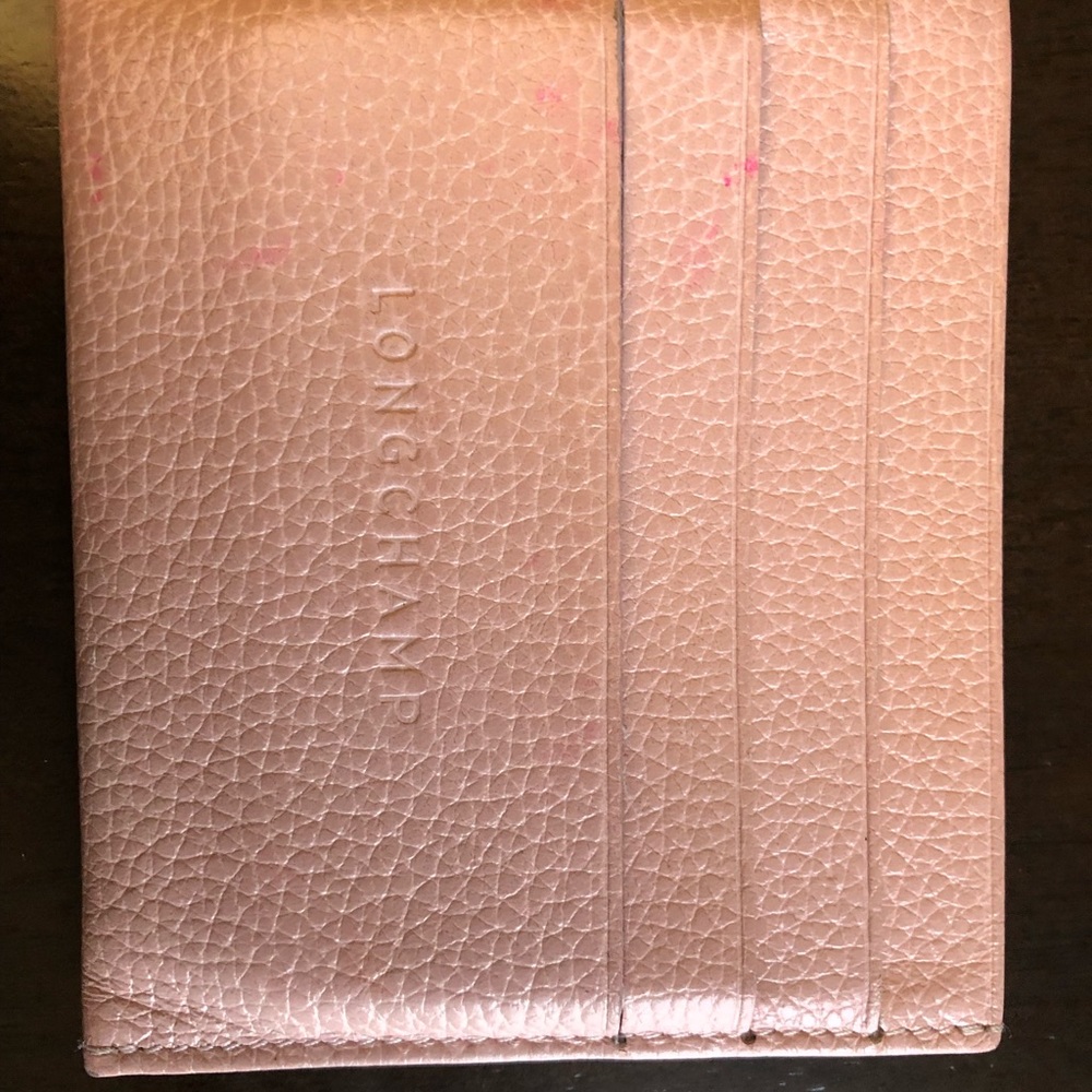 Longchamp Pink Pebbled Leather Cardholder